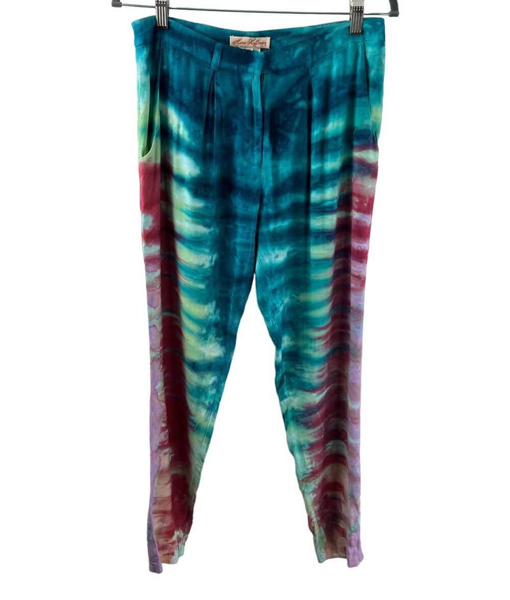 Mara Hoffman Blue Red 2 Chino Pants Viscose Tie Dye Straight Leg Regular Fit